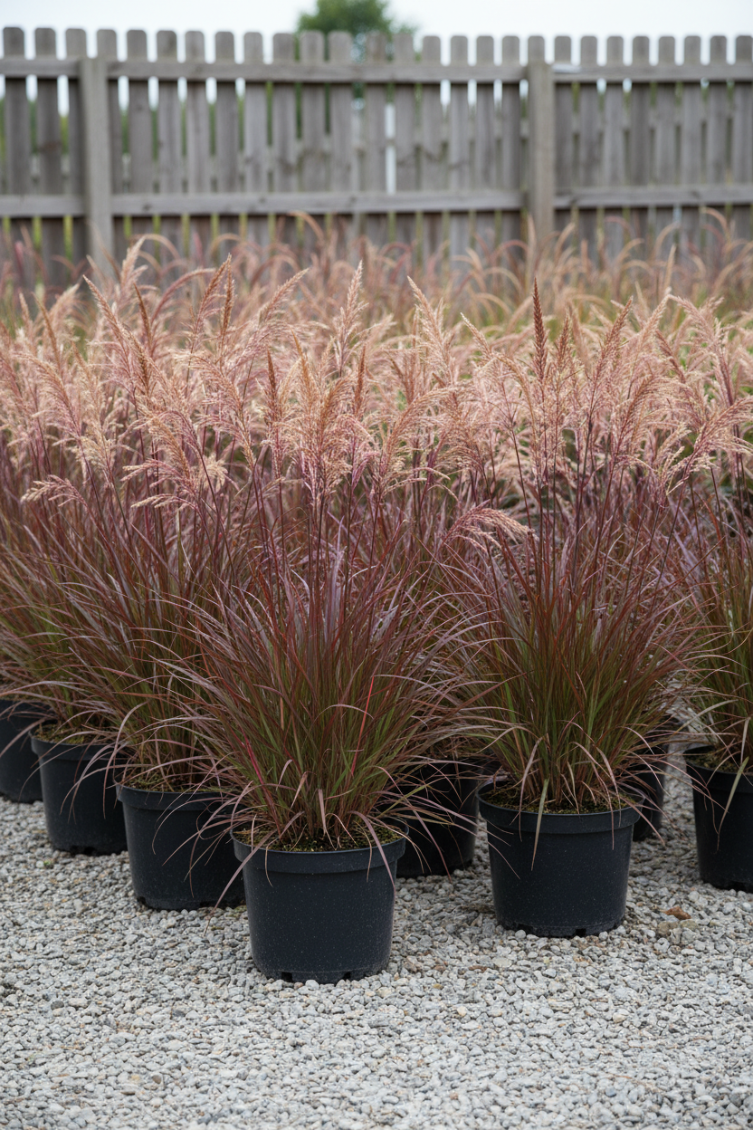 Chinaschilf Red Chief rote Spitzen Malsch Ettlingen - Gesamtansicht
