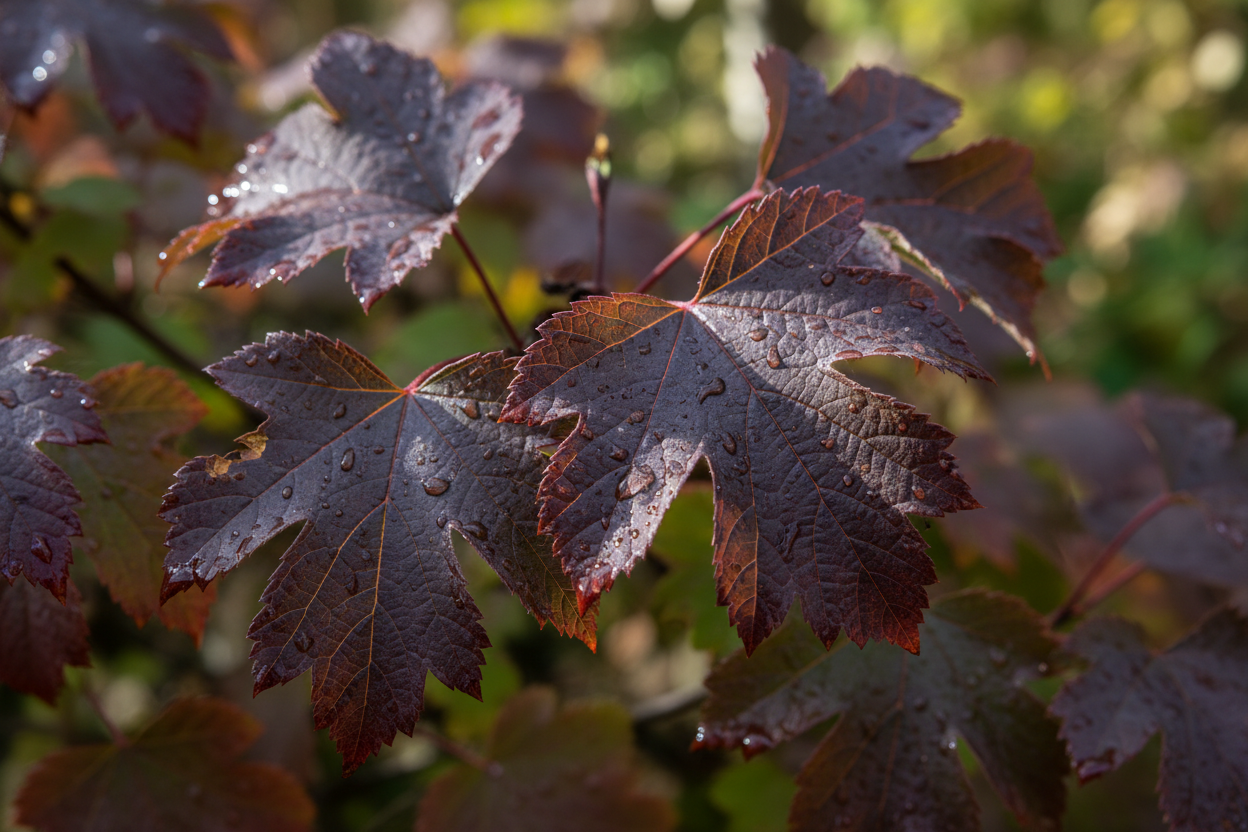 Fasanenspiere Lady in Red dunkelrote Blätter Rastatt - Detail