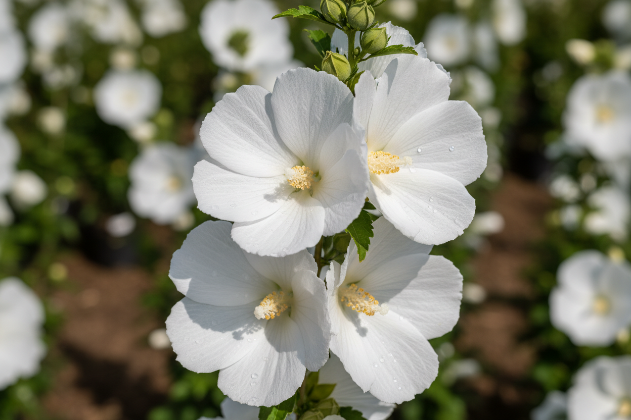 Garteneibisch Flower Tower White säulenförmig weiße Blüten Malsch Rastatt Baumschule