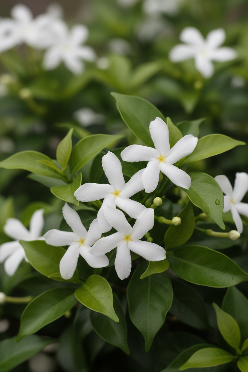 Sternjasmin Trachelospermum Blüten Detail Malsch