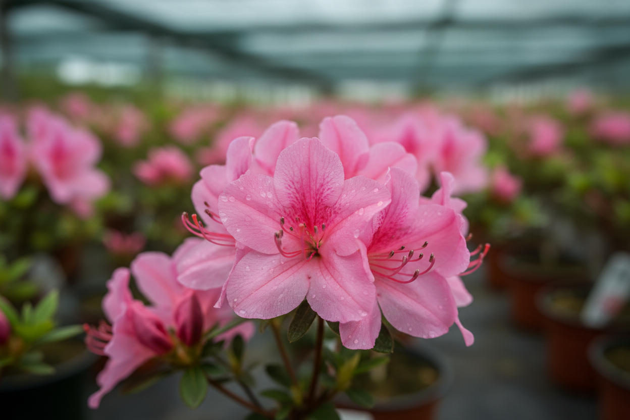 Azalee Kermesina Rose rosa Blüten Frühjahr Moorbeet immergrün Malsch Rastatt Baumschule