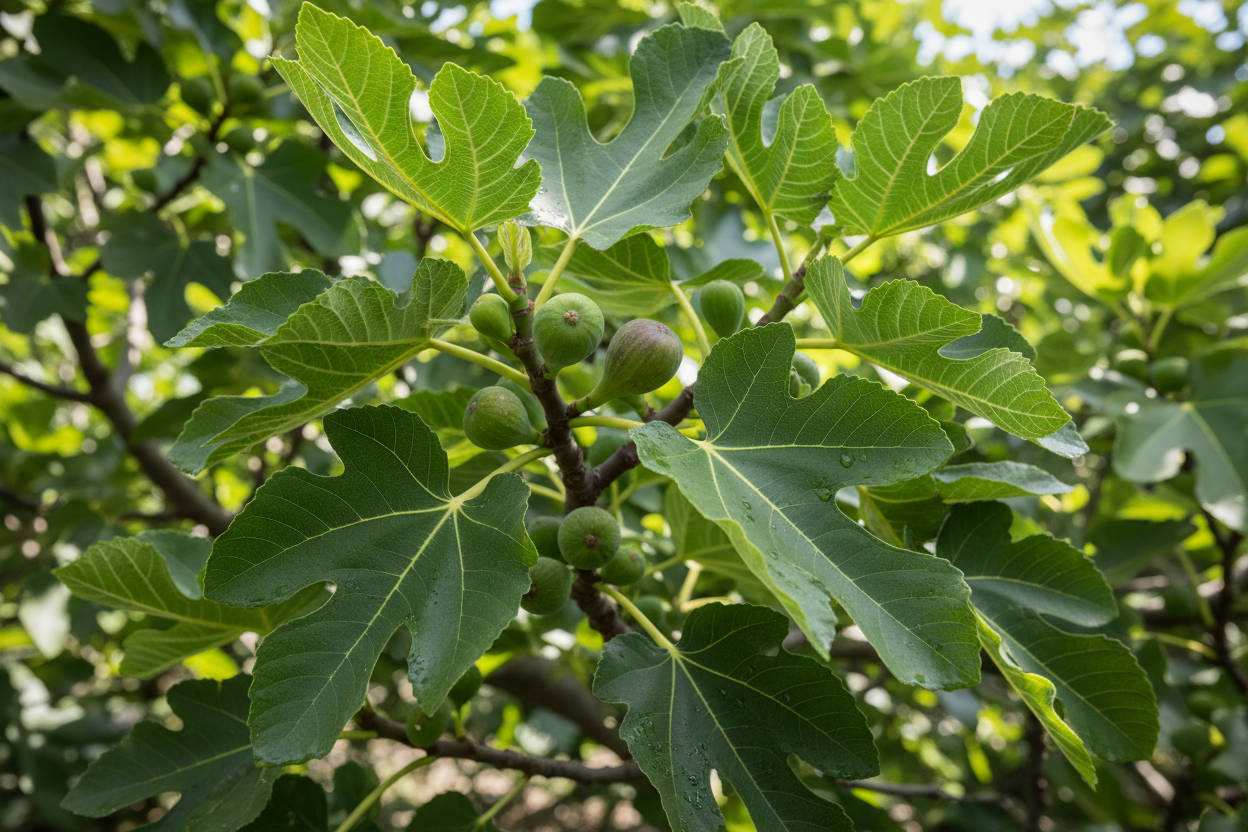 Echte Feige - Blatt- und Fruchtdetail