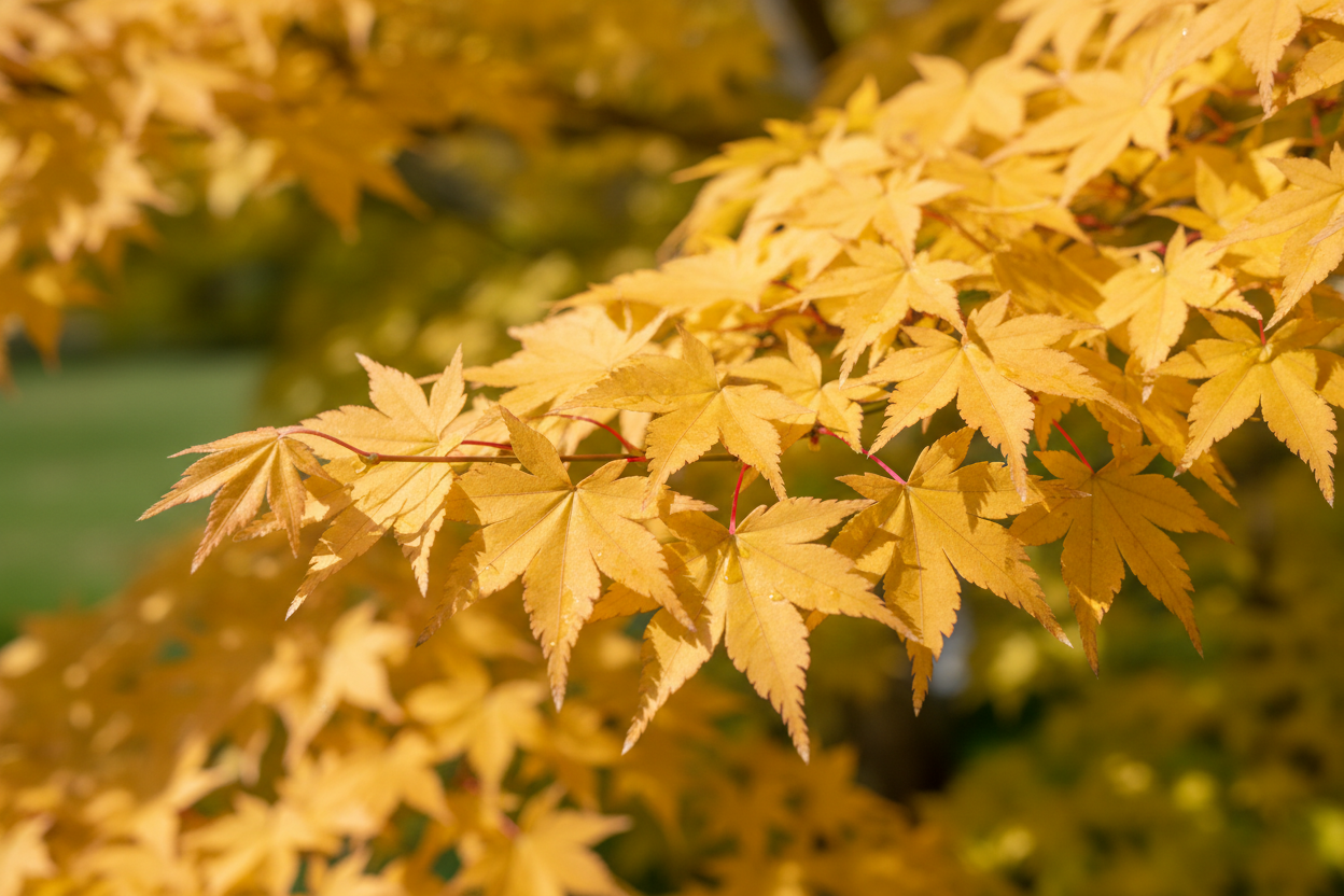 Fächerahorn Summer Gold goldgelbe Blätter Bietigheim - Detail