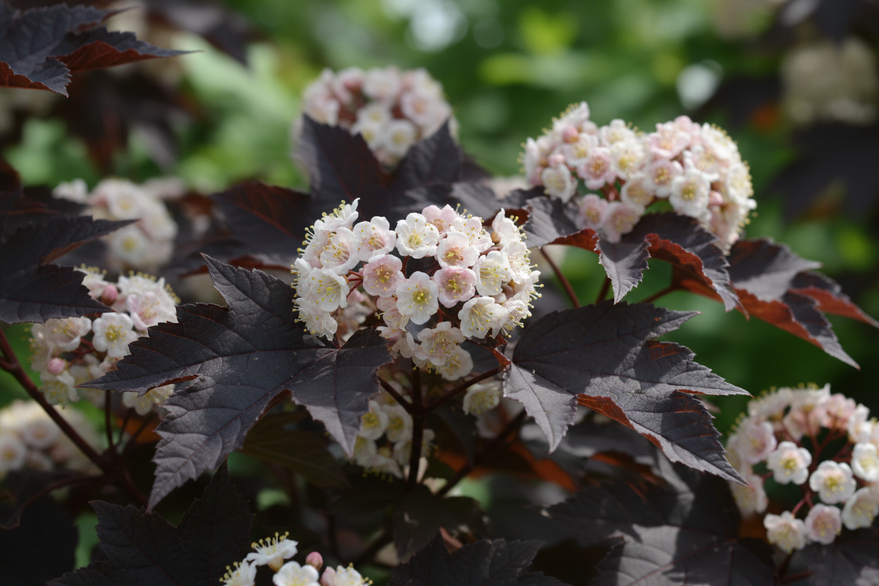 Fasanenspiere 'Summer Wine' - Blüten- und Laubdetail