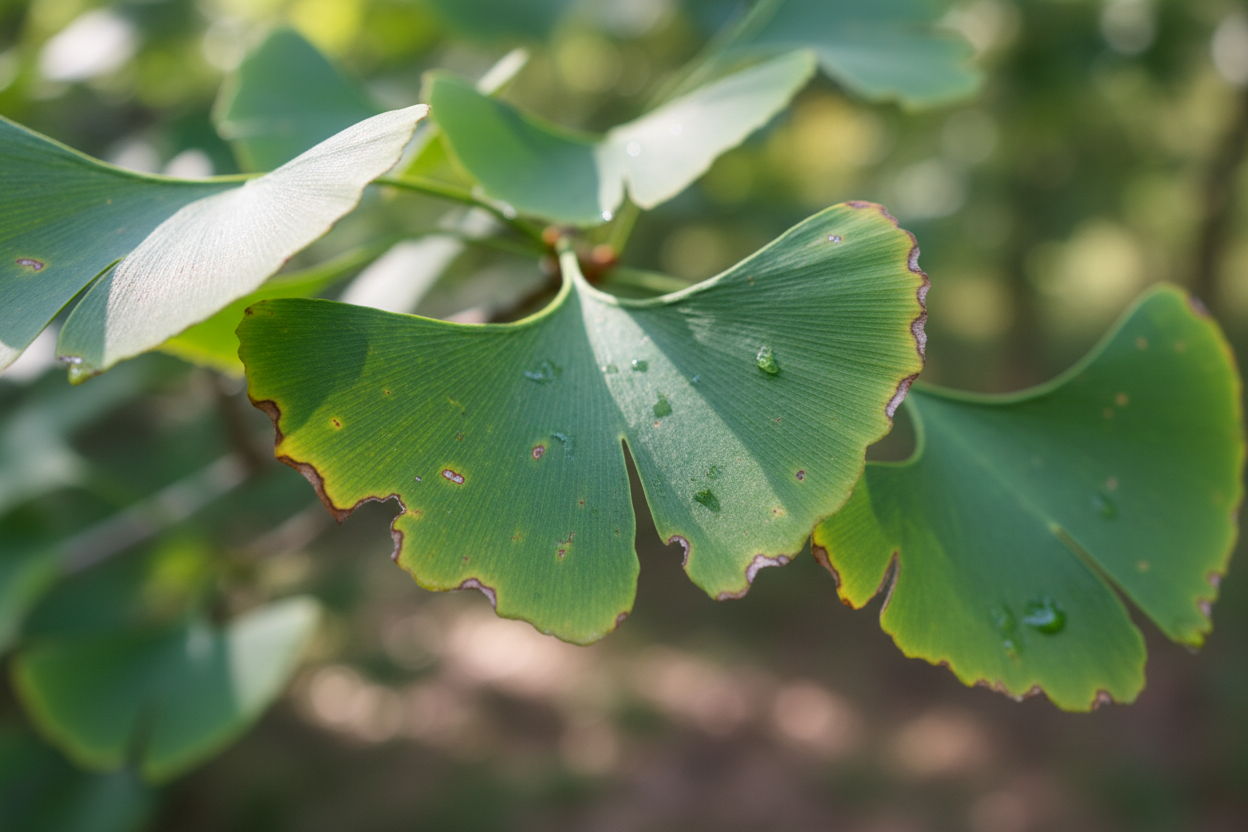 Ginkgo Mariken natürliche Blätter Baumschule Kurrle - Detail