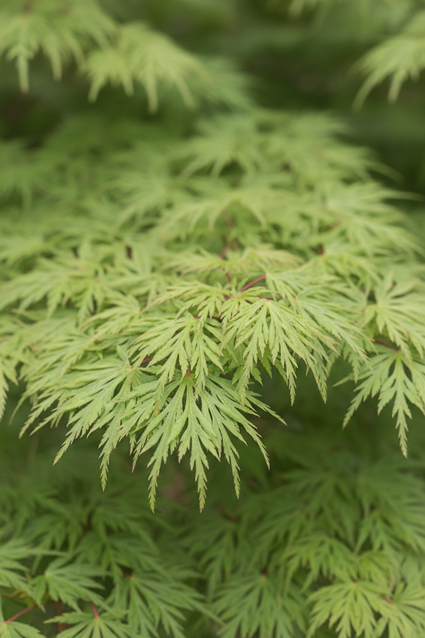 Grüner Schlitzahorn Dissectum Blätter Detail Malsch