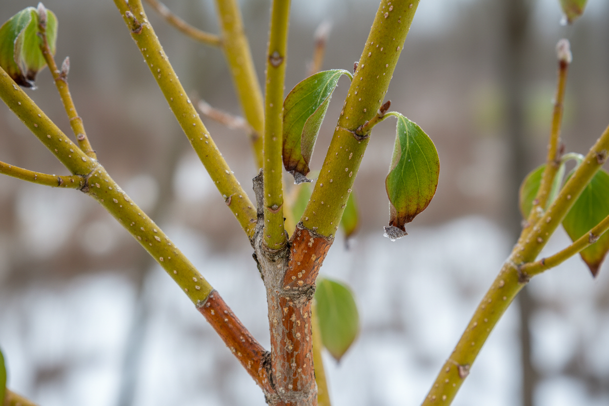 Hartriegel Flaviramea gelbe Rinde Winterschmuck Rüppurr Baumschule - Detail