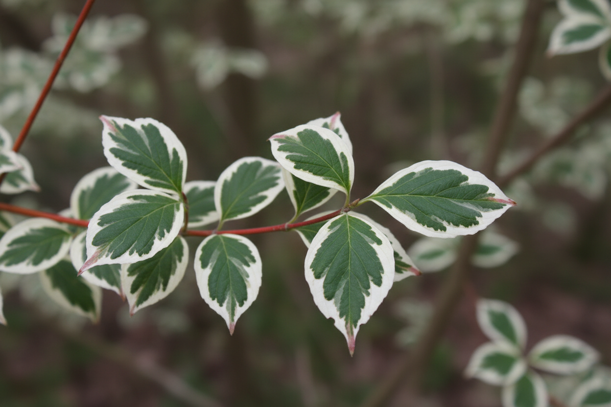 Hartriegel Sibirica Variegata weißgerandet rote Zweige Winter Malsch Durmersheim Baumschule
