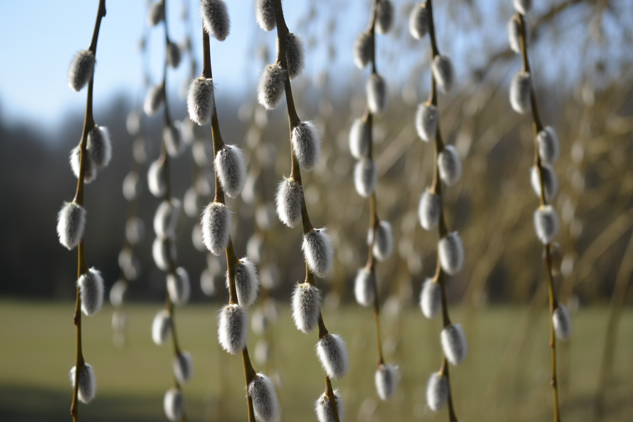 Kätzchenweide Pendula Weidenkätzchen silbrig Frühjahr hängend Malsch Karlsruhe Baumschule