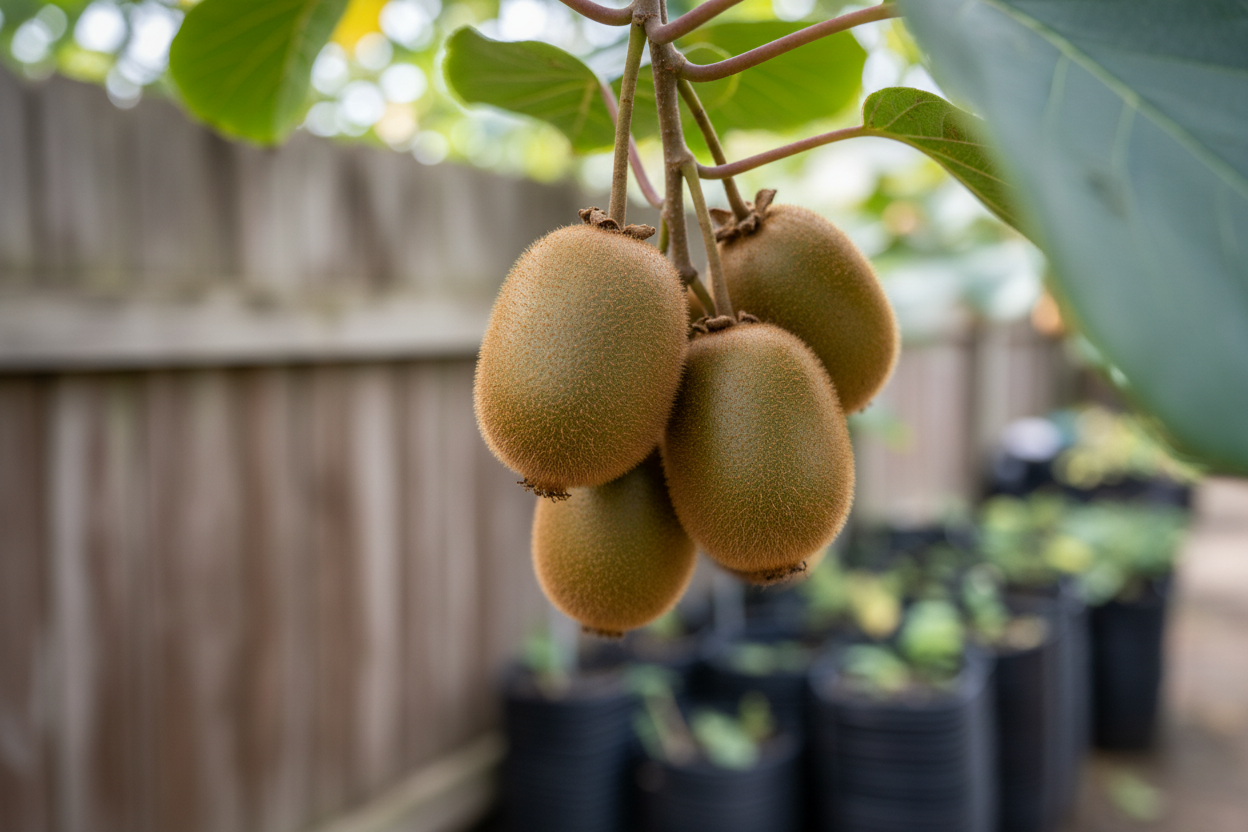 Kiwi Hayward braune Früchte Kletterpflanze Obstpflanze Malsch Muggensturm Baumschule