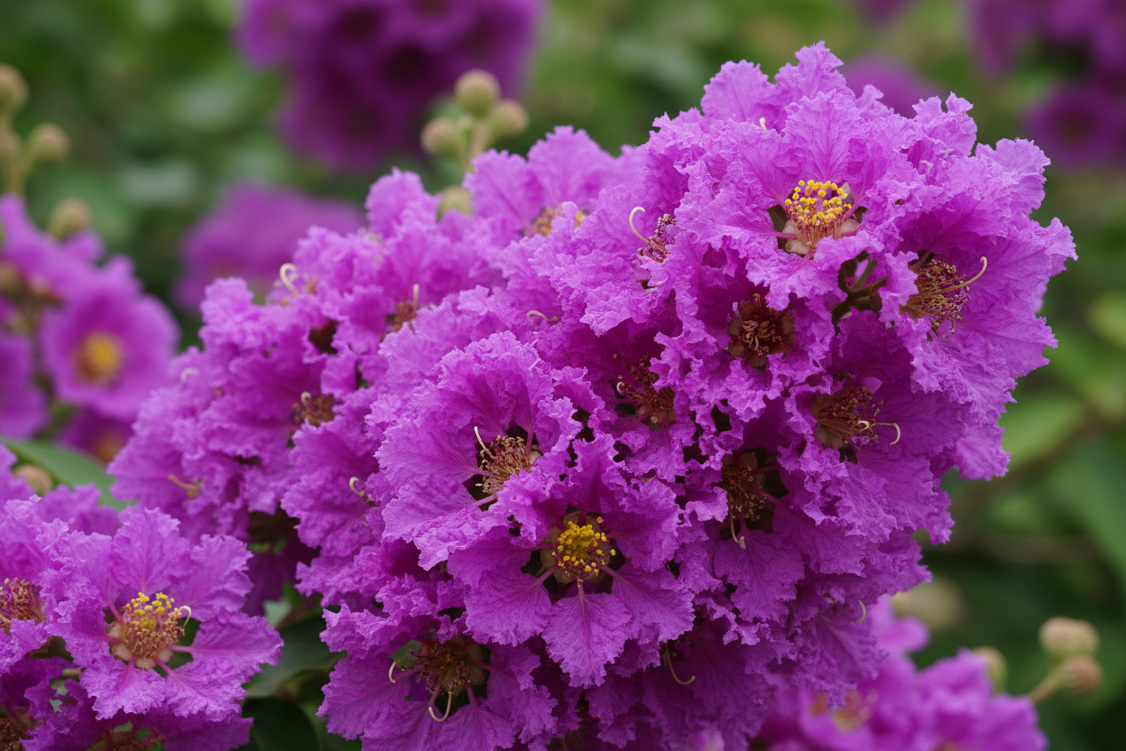 Kräuselmyrte 'Superviolacea' - Blütendetail