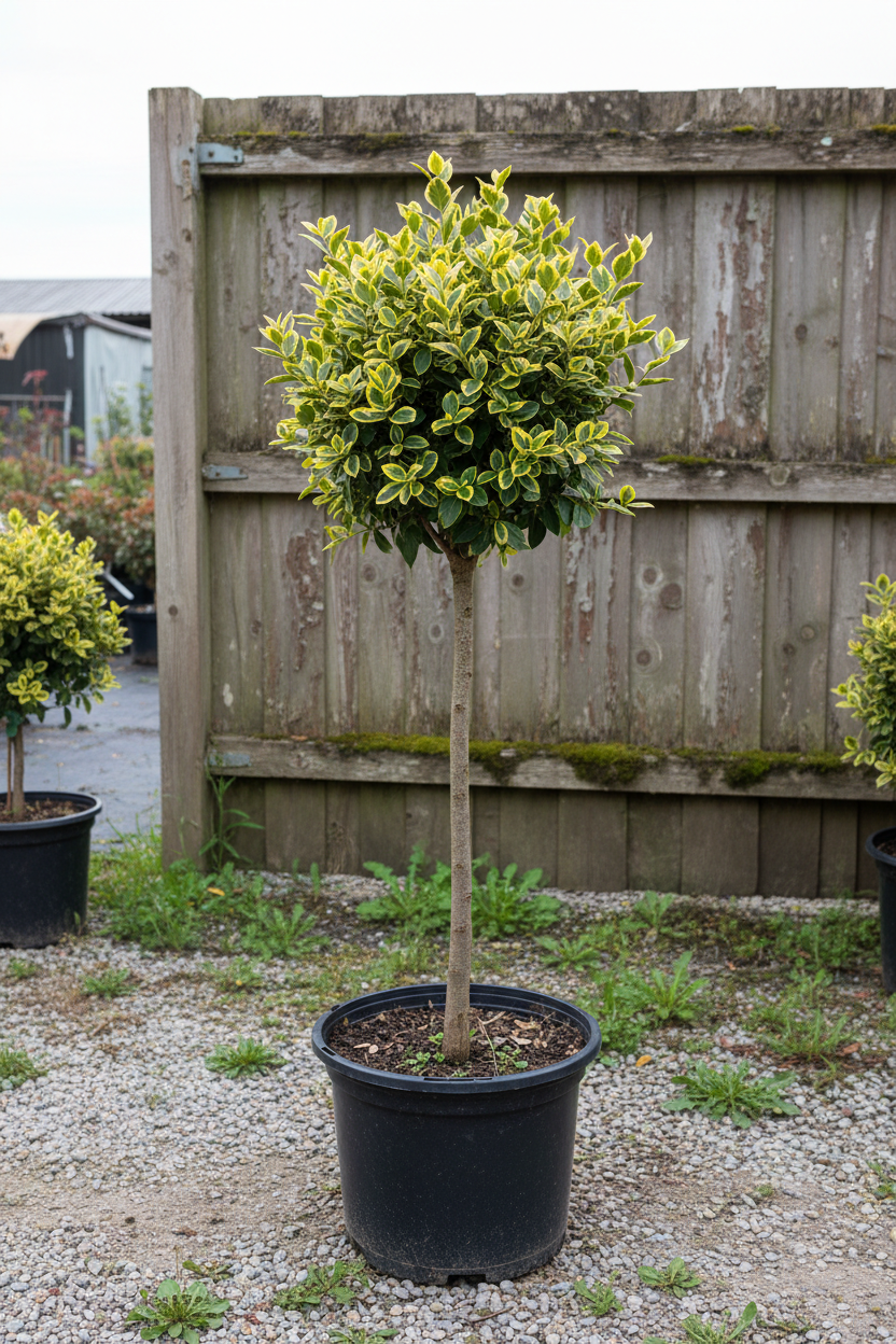 Kriechspindel Emerald Gold Stämmchen gelbgrün panaschiert Malsch Muggensturm - Gesamtansicht