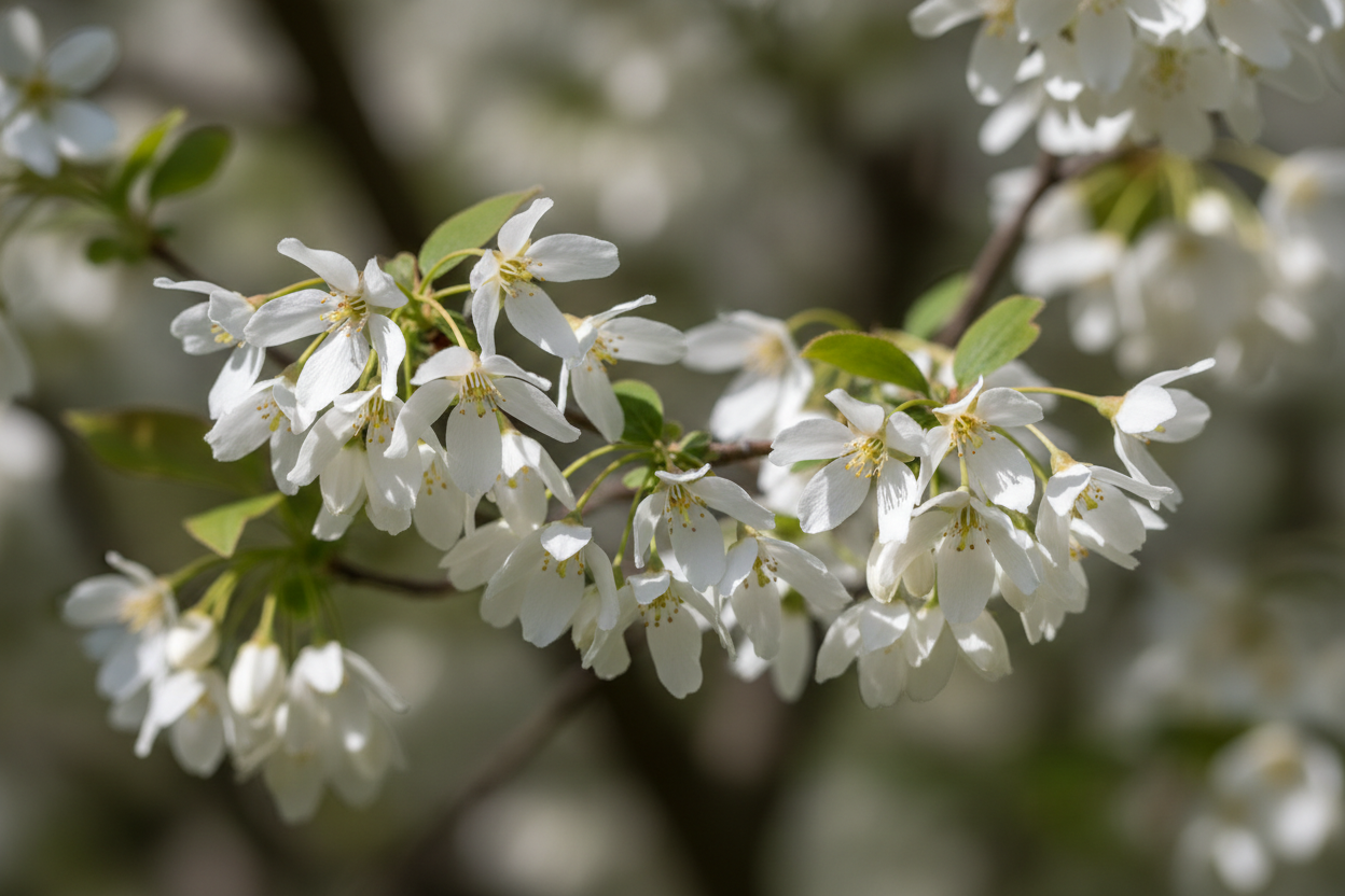 Kupfer-Felsenbirne weiße Blüten Frühjahr Herbstfärbung Zierbaum Malsch Ettlingen Baumschule