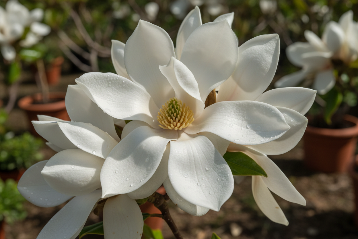 Magnolie grandiflora weiße Blüten duftend immergrün Zierbaum Malsch Ettlingen Baumschule