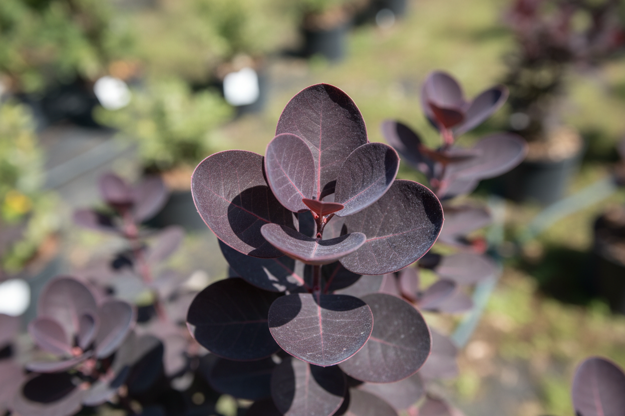 Perückenstrauch Royal Purple dunkelrot Blätter Herbstfärbung Malsch Karlsruhe Baumschule