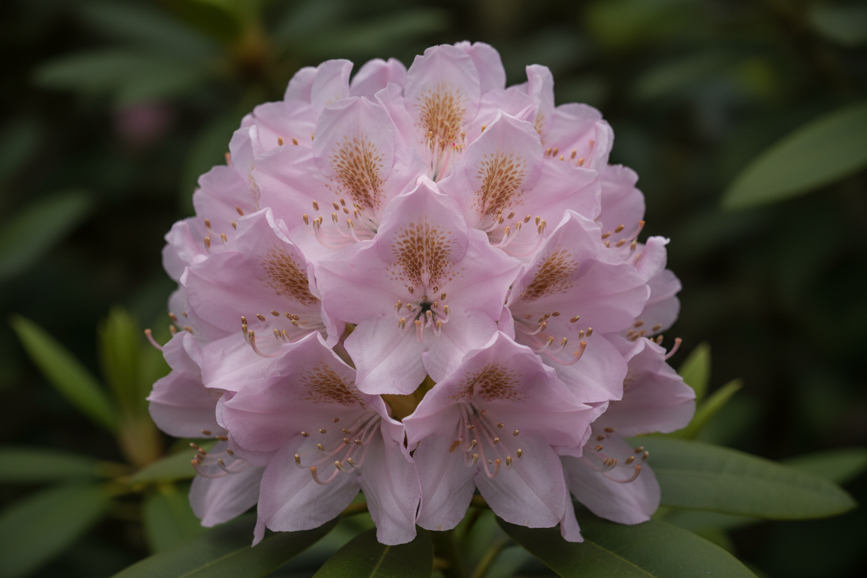 Rhododendron 'Roseum Elegans' - Blütendetail