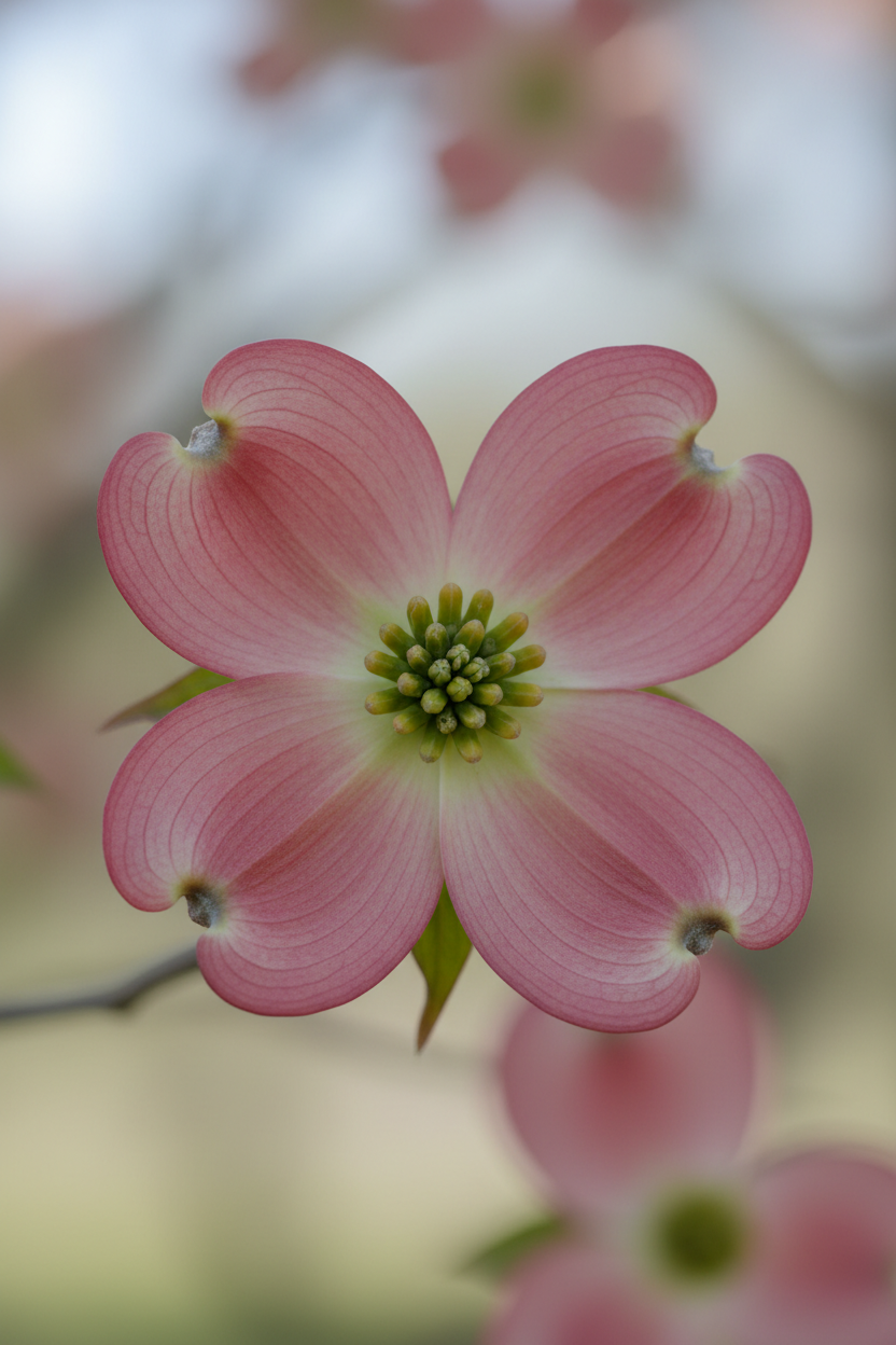 Roter Blumen-Hartriegel Rubra Blüten Detail Malsch