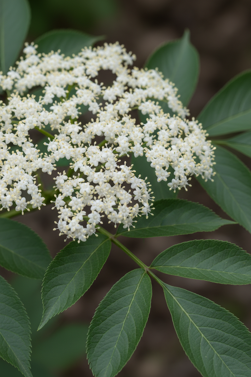 Schwarzer Holunder Blüten Detail Malsch
