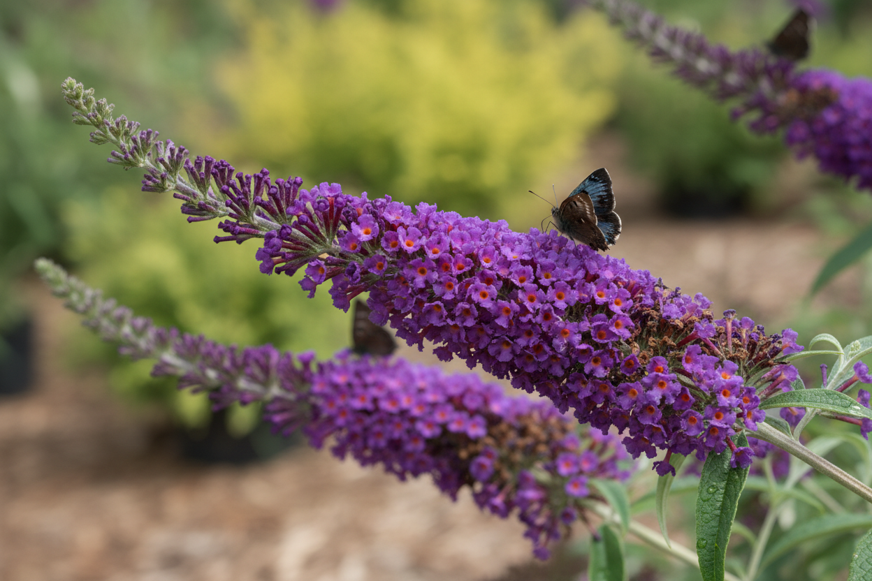 Sommerflieder Black Knight dunkelviolett Blüten Schmetterlingsmagnet Malsch Rastatt Baumschule Kurrle
