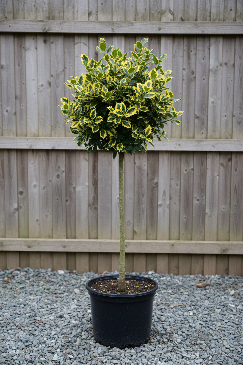 Stechpalme Golden King gelbgerandet Halbstamm immergrün Malsch Rastatt - Gesamtansicht