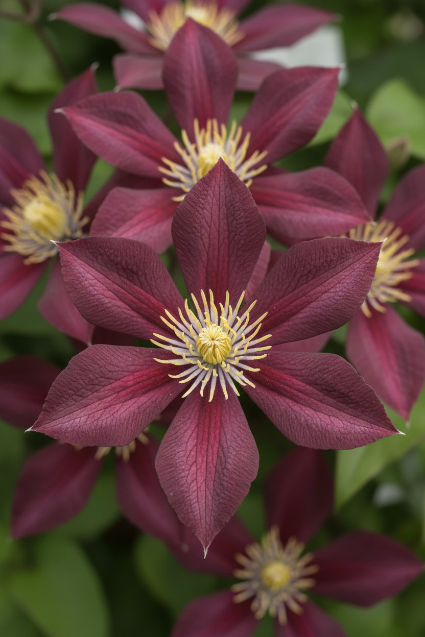 Waldrebe Boulevard Nubia Blüten Detail Malsch