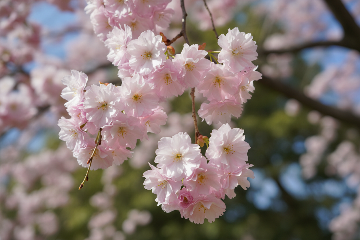 Winterkirsche Pendula Plena Rosea rosa gefüllt hängend Frühjahr Malsch Ettlingen Baumschule