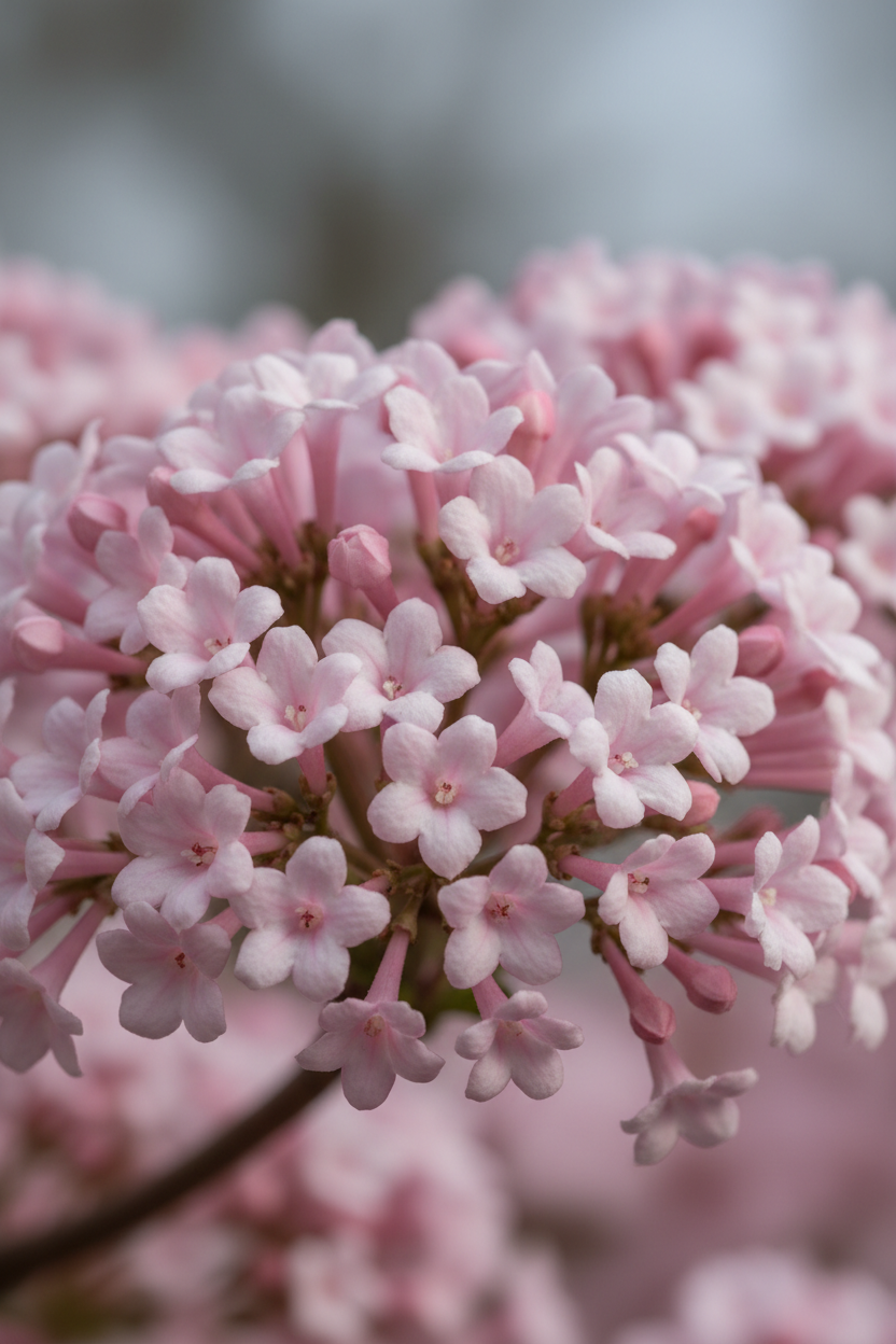 Winterschneeball Dawn Blüten Detail Malsch